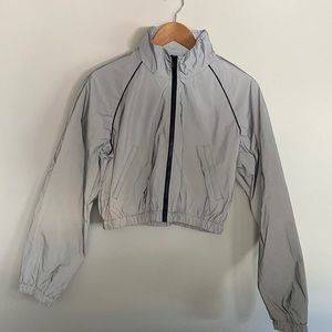 NWOT Forever 21 athleisure cropped wind breaker reflective zip up jacket